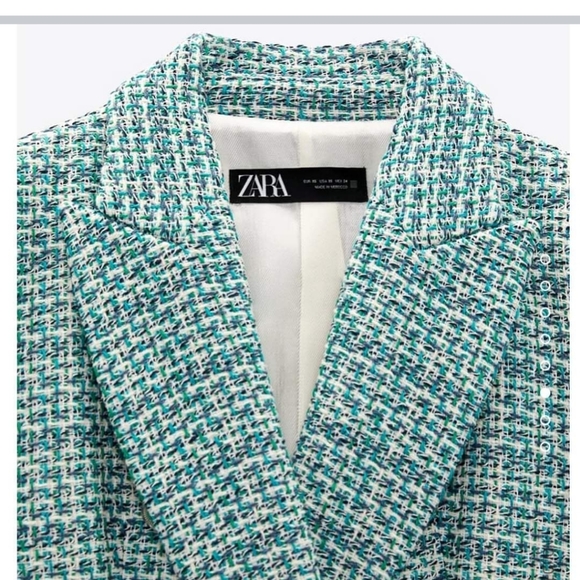 Zara textured tweed double breasted blazer size S - Picture 10 of 14